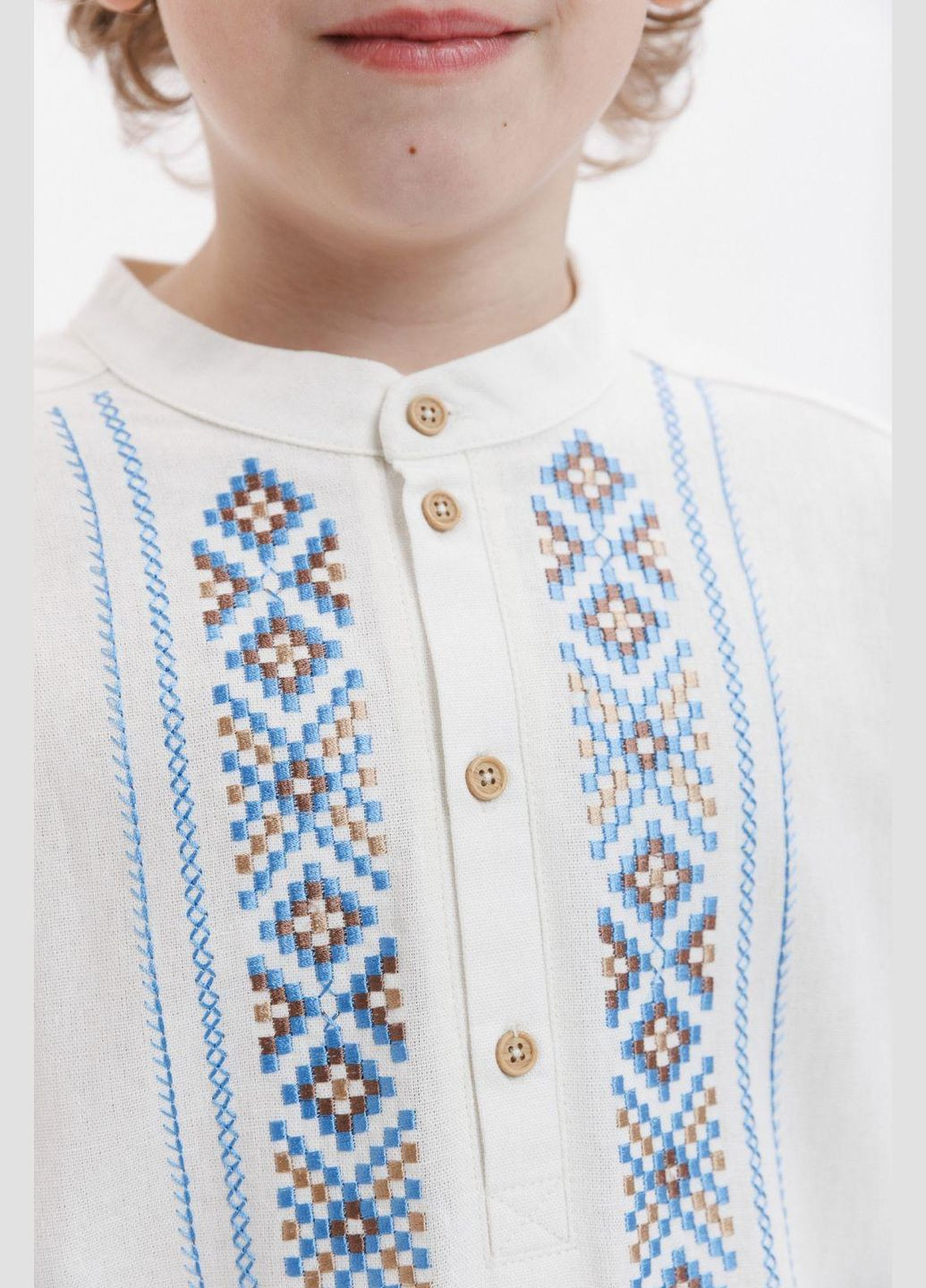 Белая детская вышиванка для мальчика бемби рб171/1 белый Бембі лен (331741304)