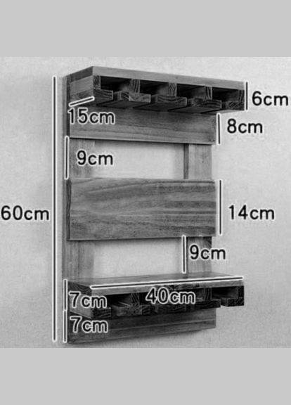Полка для бокалов из дерева Стенрод сиена (ОБС-000105) No Brand (327423518)