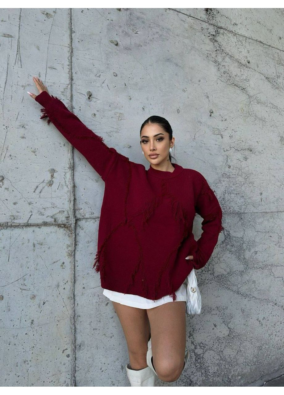 Бордовий демісезонний жіночій светр-туніка Гермес