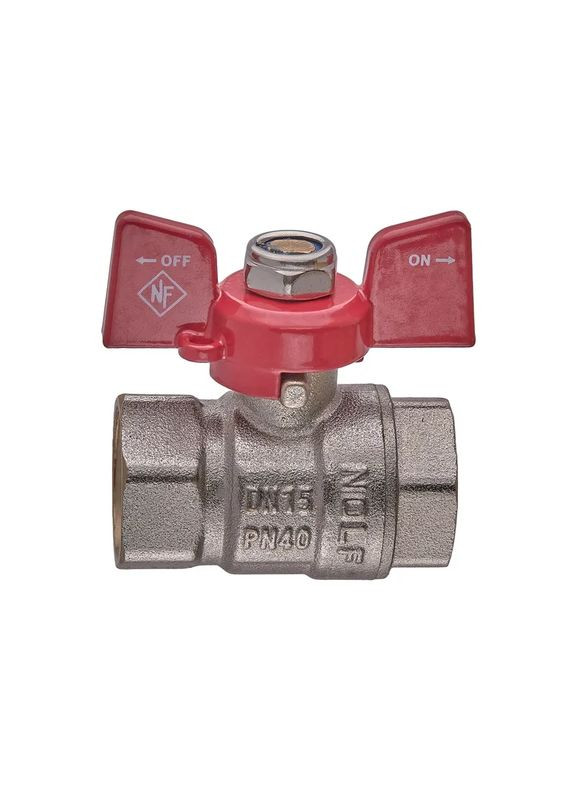 Кран шаровой classic NFC.711-06-1/2" FF ГГМ, ручка "бабочка" красная (NF3131) NOLF (338426286)