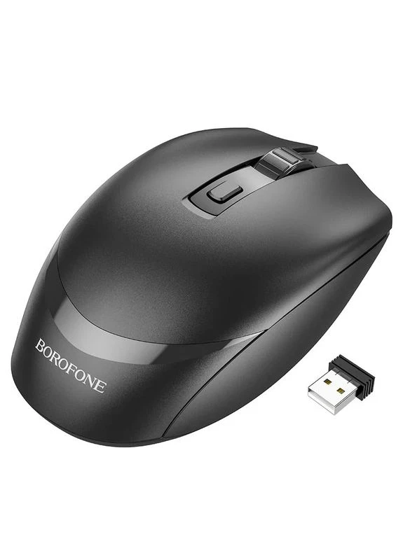 Мышь беспроводная Borofone 108x61x39 мм ABS+силикон черная No Brand BG7 Platinum 2.4G (402069498)