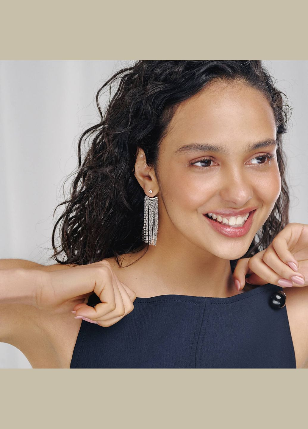 Срібні сережки - джекети Іветта з ланцюжками 902-01373 Oniks (264024229)