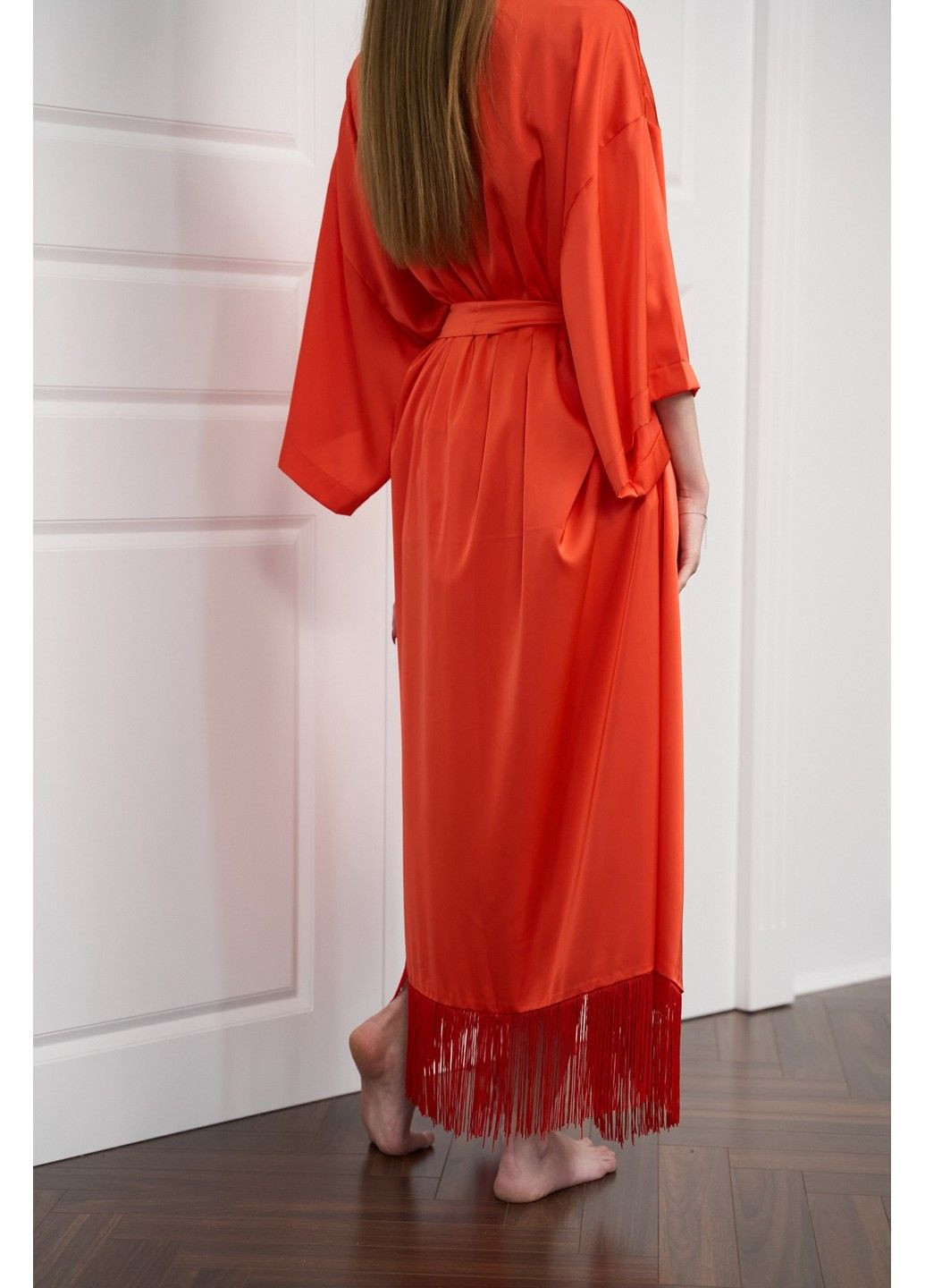 Червона комплект жіночий шовковий (піжама + халат) boho home червоний сорочка + топ + брюки Handy Wear