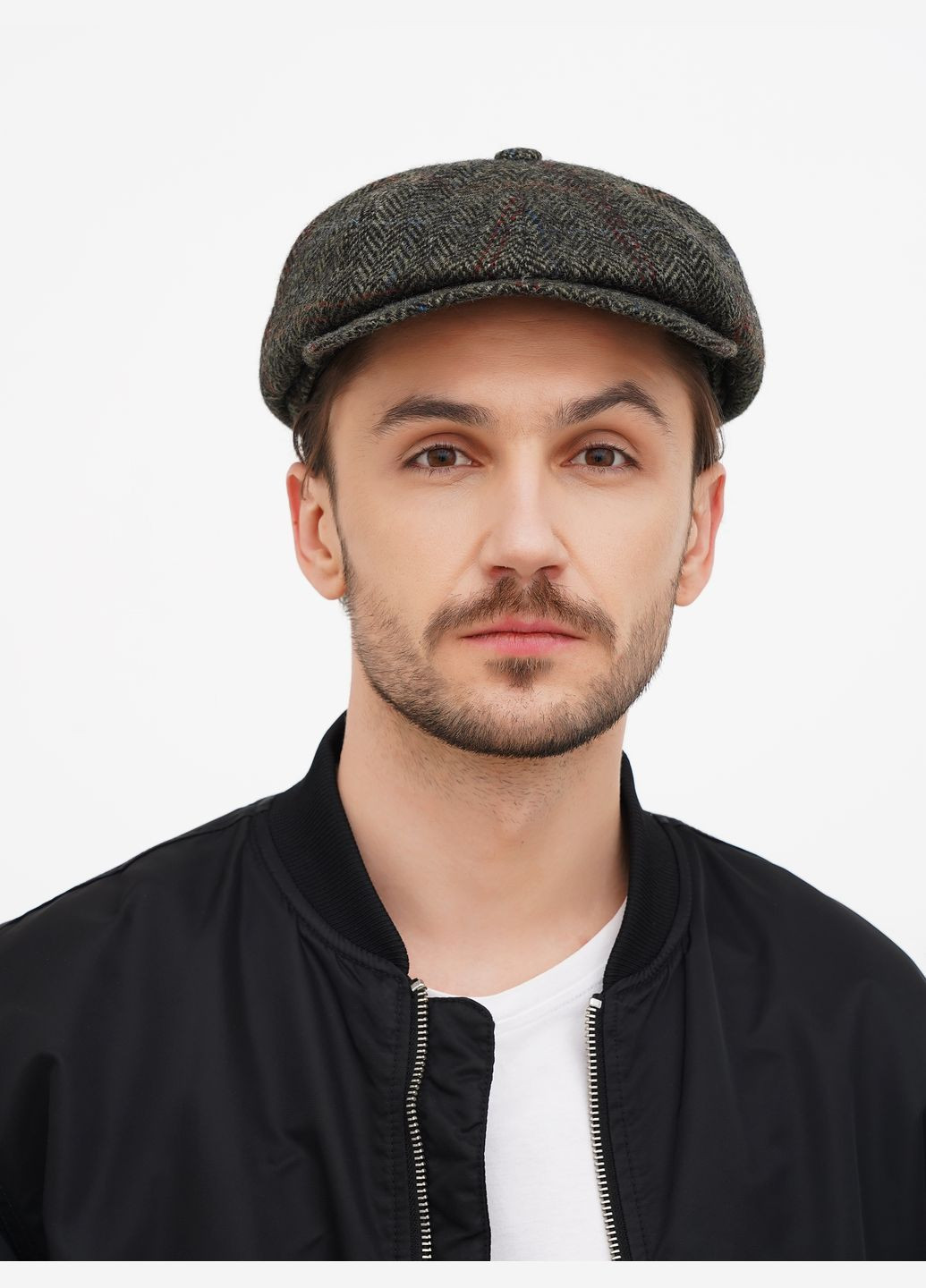 Кепка чоловіча восьмиклинка вовняна зелена з візерунком ялинка VECONS Восьмиклинка — додає об'єму та стильності (317971428)