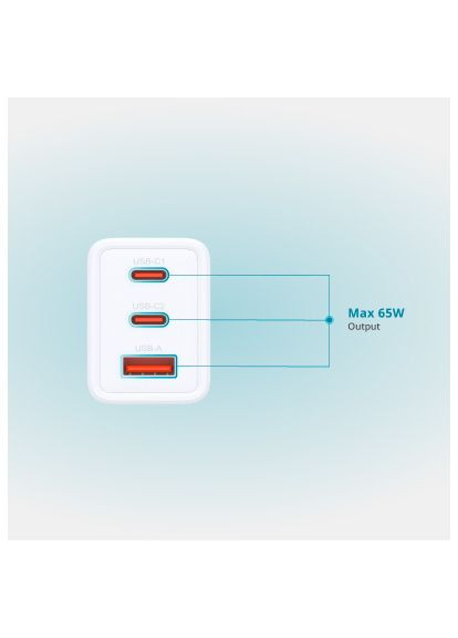 Зарядное устройство 2xUSB-C+1xUSB-A 65W GaN white (DCP-651) D-Link 2xUSB-C + 1xUSB-A 65W GaN white (369882001)