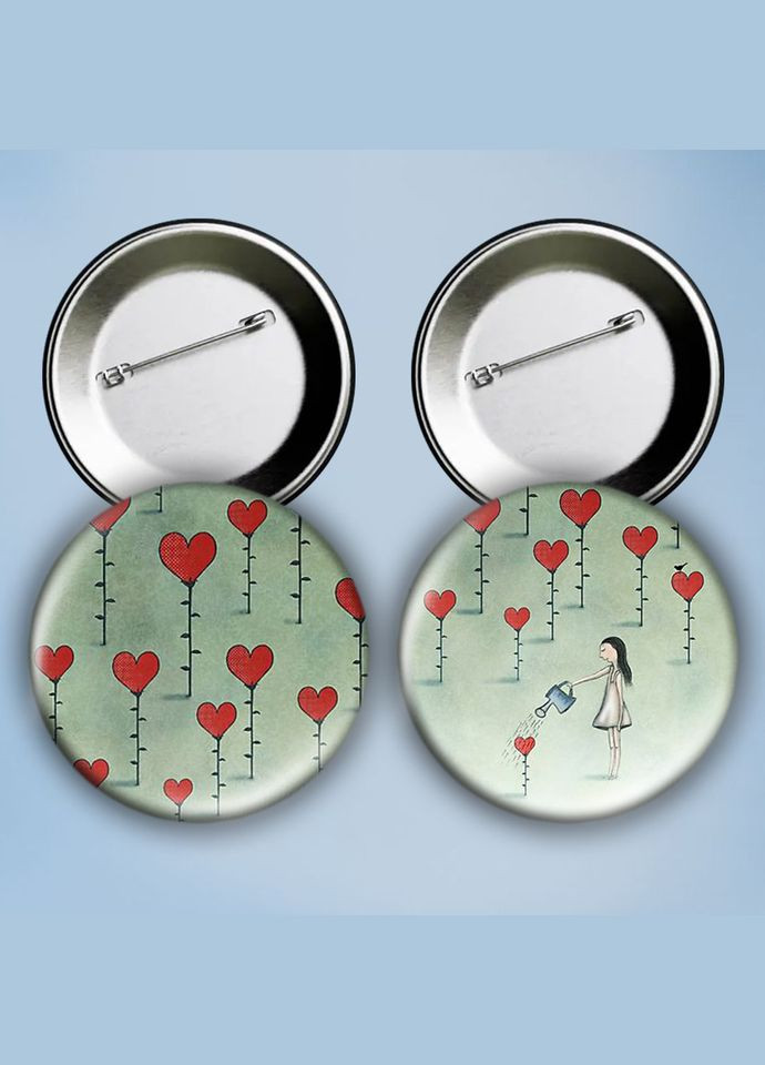 Значки на булавці набір 2 шт Love #6 металеві на шпильці 56 мм No Brand (303108243)
