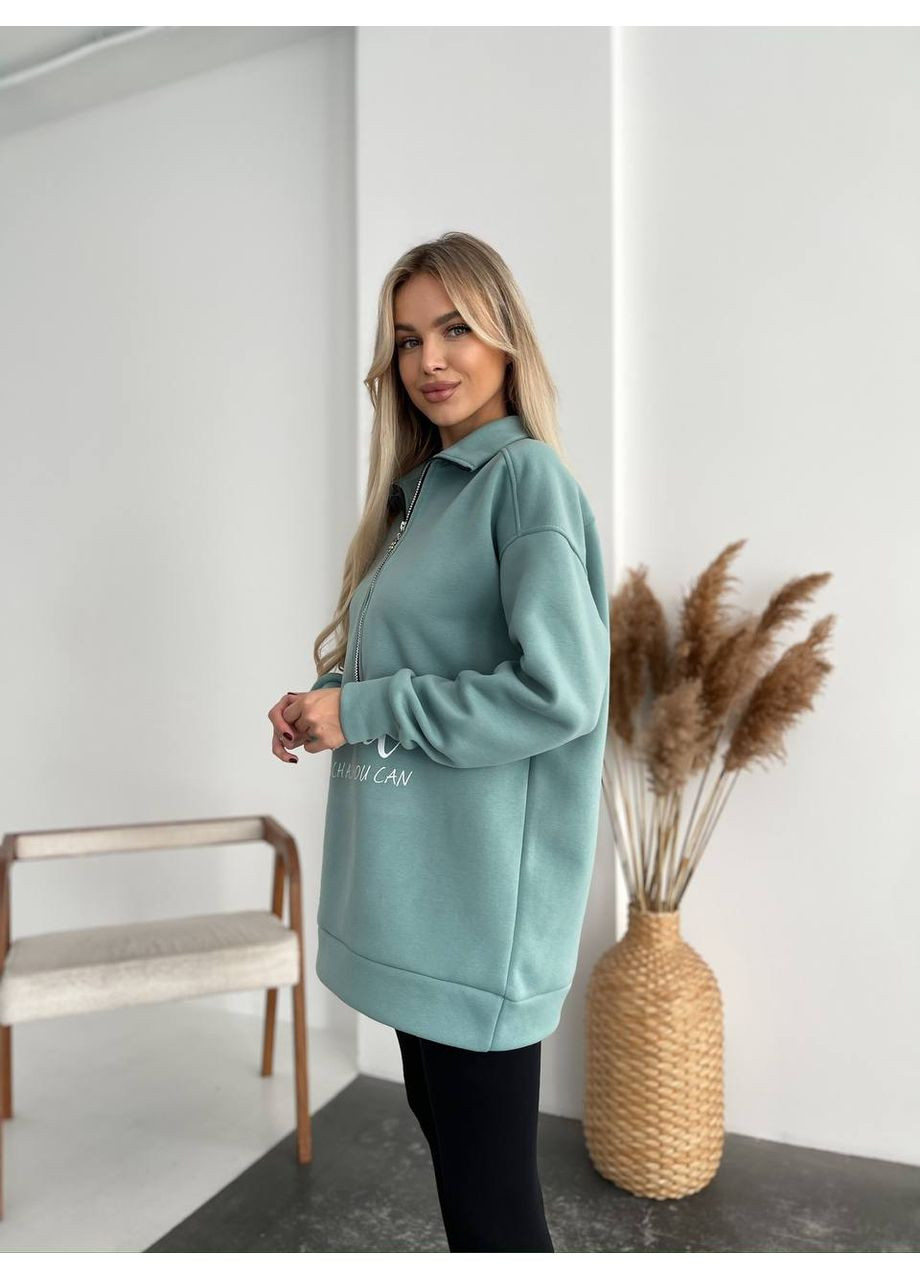 Зелений жіночий трендовий світшот — замір в описі GD/GL Модний простір однотонний без декору (368760509)