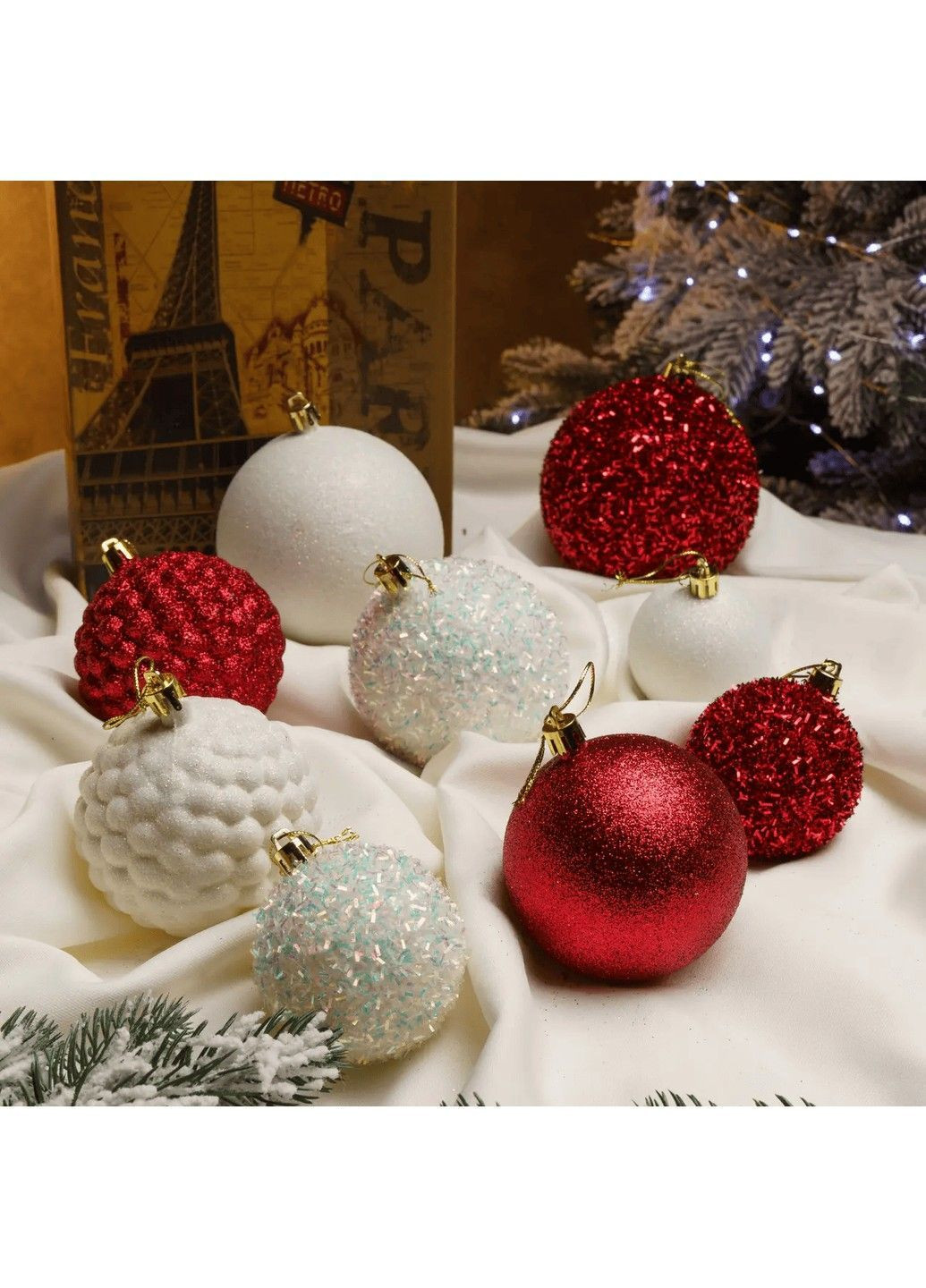 Набір новорічних куль "Блиск" 40 шт. Подарунковий набір ялинкових кульок | Кульки на ялинку - Червоний Xatynka (363262584)