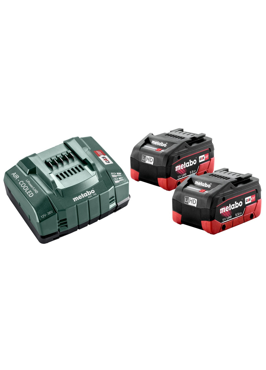 Базовий комплект акумуляторних батарей 18 В 2x5.5 Агод LiHD + зарядний пристрій ASC 145 (Картон) 685074000 (8185) Metabo (266339608)