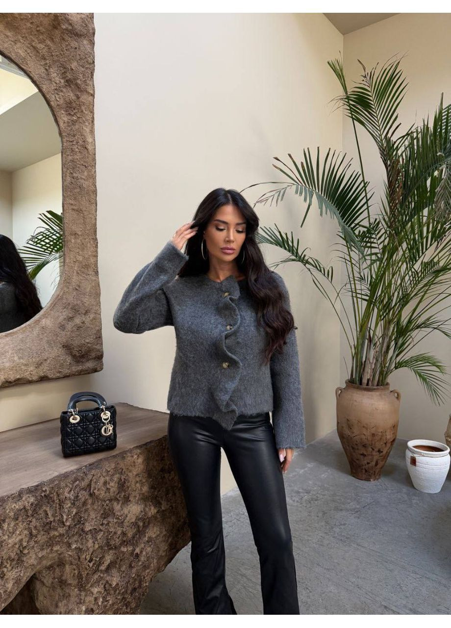 Серый демисезонный кардиган No Brand