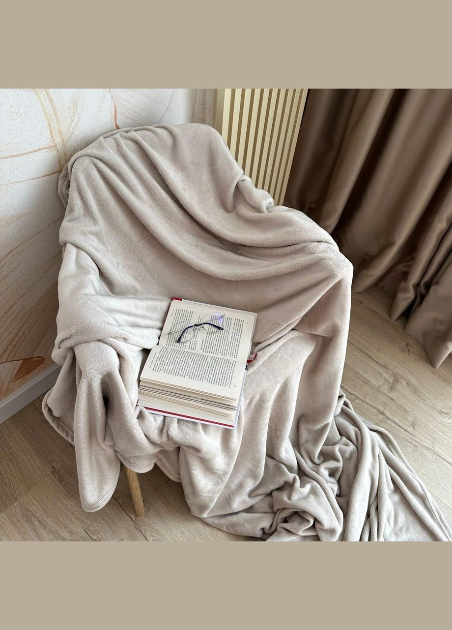 Плед мікрофібра велсофт однотонний на полуторний диван 150х200 Беж (М-lel-001-01) No Brand (306633418)