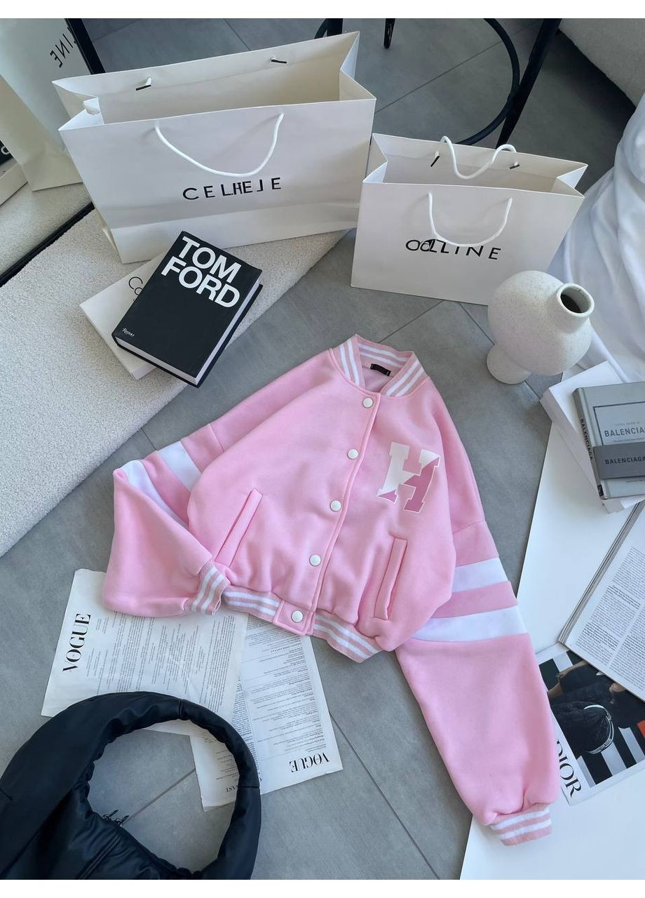 Теплий бомбер з тринитки на флісі — заміри в описі Vione на кнопках (367078012)