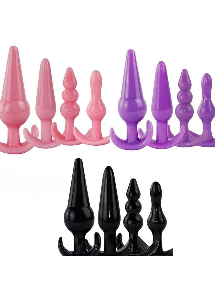 Комплект анальных пробок 4 шт разного размера набор анальных пробок разного диаметра розовый No Brand (356111775)