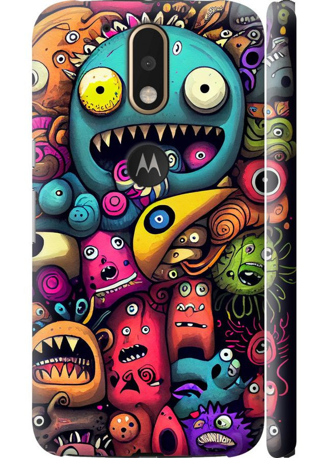 3D пластиковый матовый чехол 'Cмешные монстры' для Endorphone Motorola MOTO G4 PLUS (302393331)