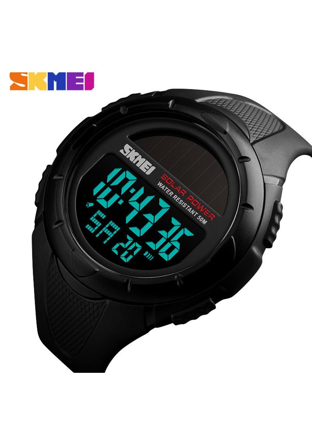 Мужские спортивные наручные часы 1405 Solar на солнечной батарее Черный Skmei (314483646)