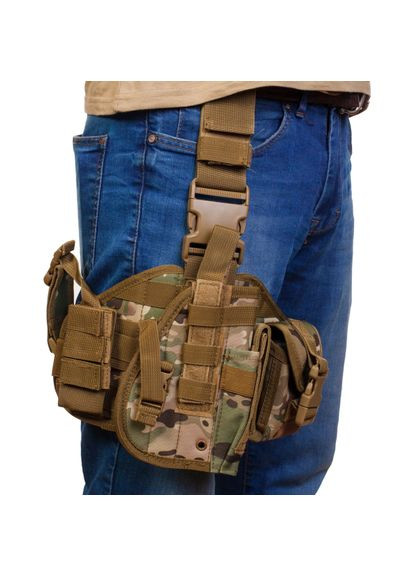 Кобура универсальная на платформе набедренная с подсумками tactical L17, Мультикам (5002206) Clefers (300854166)