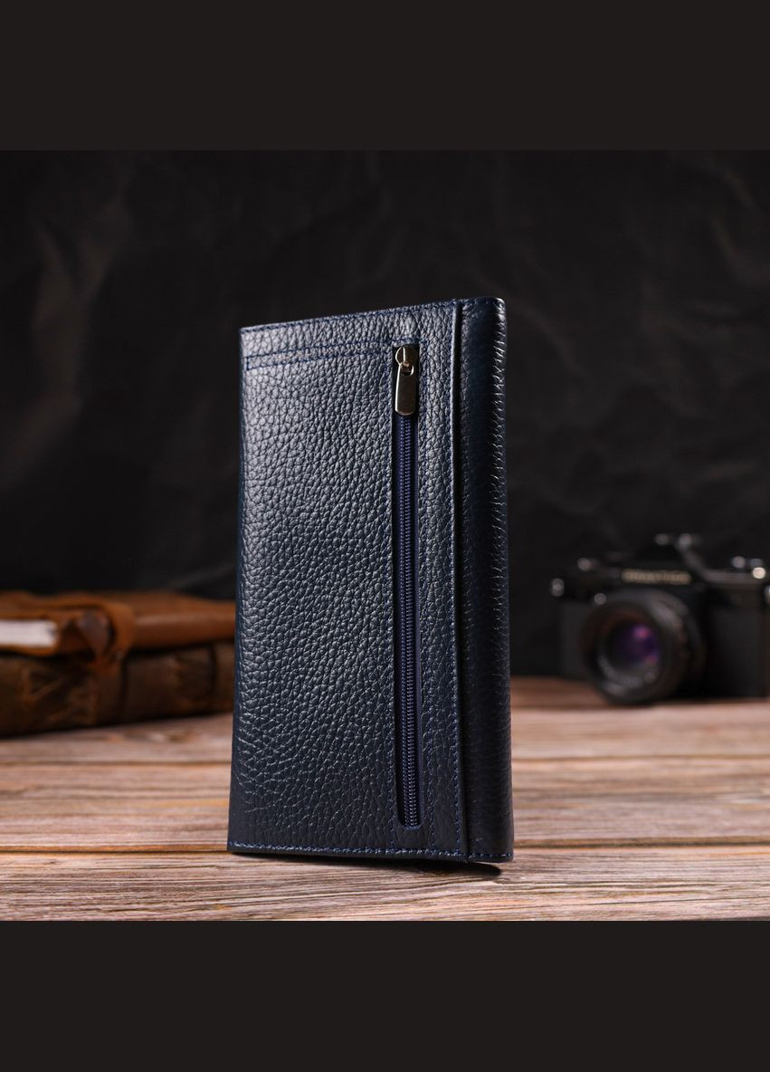 Женский кошелек из натуральной кожи флотар с монетницей 21702 Синее Canpellini (306881752)