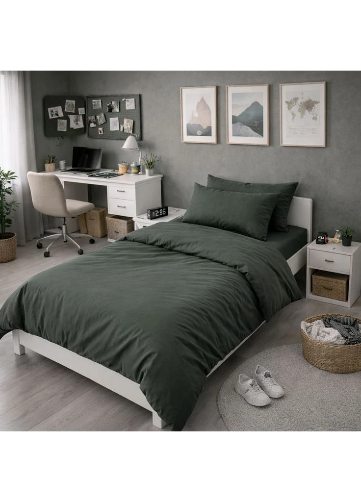 Комплект постільної білизни Бязь TEENAGER 16-7000 Green Grey Полуторний Євро Mirson (399962541)