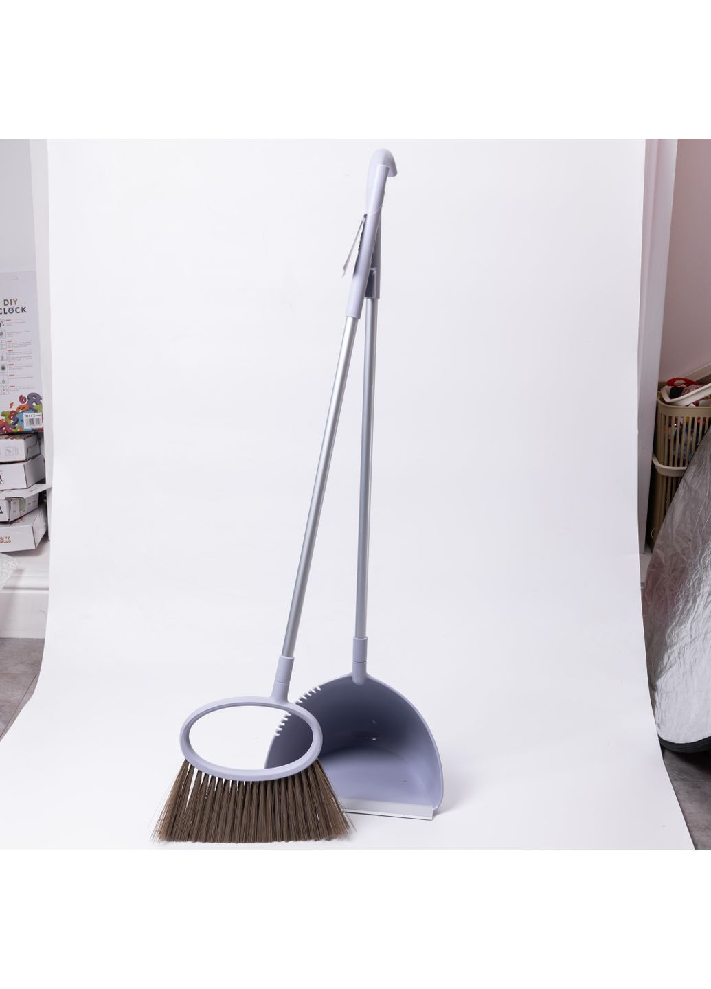 Набор для уборки щетка и совок с длинной ручкой, сиреневый HP-45-1V No Brand (361893107)