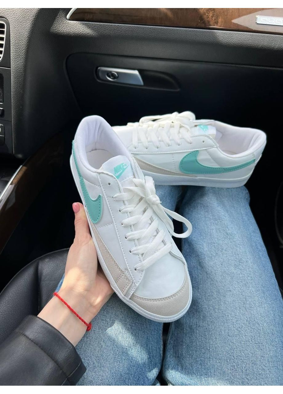 Білі Осінні кросівки чоловічі nike blazer low platform white mint найк блейзер No Brand
