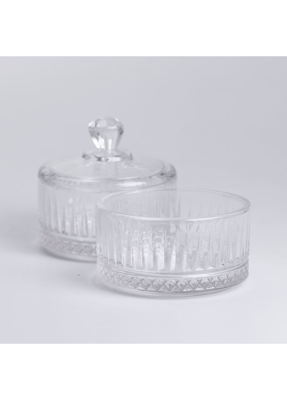 Цукерниця скляна дворівнева Ø 10 см кругла Yiwu (360456756)