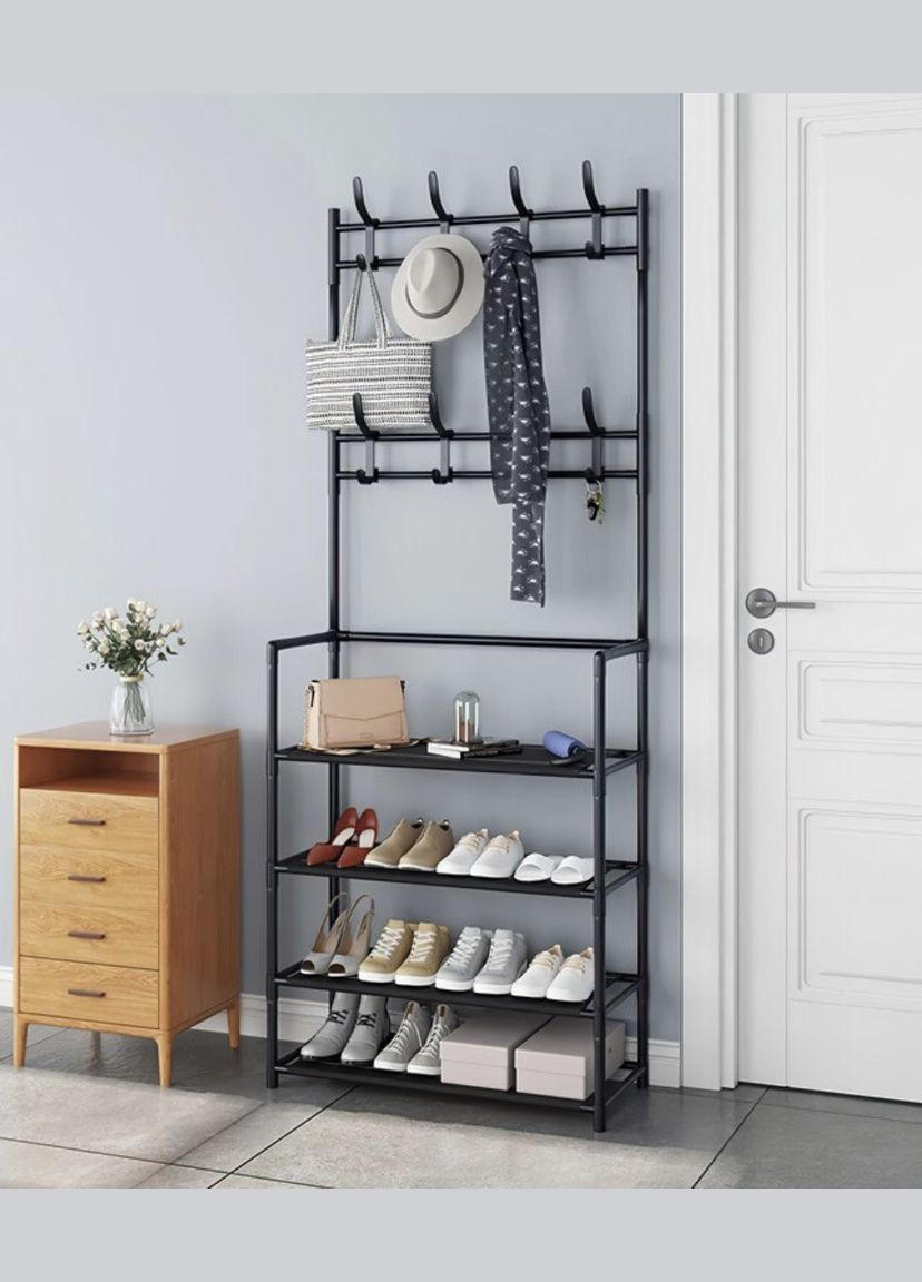 Універсальна вішалка для одягу New simple floor clothes rack size 60X29.5X151 см Чорна No Brand (305749904)