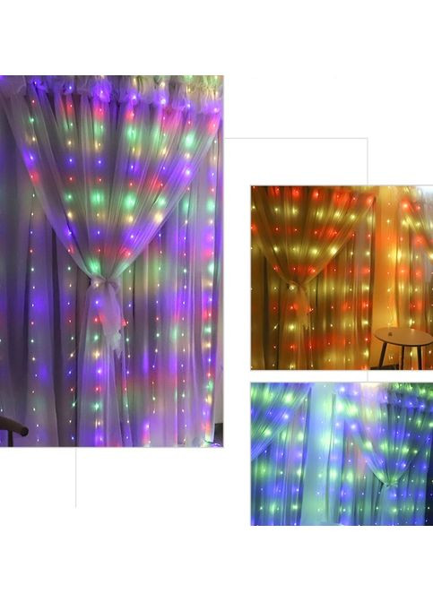 Гірлянда світлодіодна штора Роса з гачком USB пульт дистанційного керування 200 LED 14063 3х2 м мультиколор No Brand (361399421)