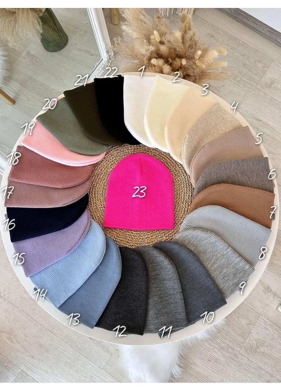 Женская шапка Jacquard без отворота. Стильная женская шапка Jacquard двойная тонкая No Brand (362146373)