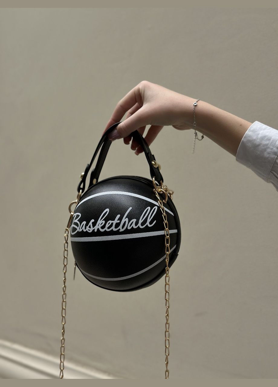 Жіноча чорна кругла сумка BASKETBALL м'яч на ланцюжку No Brand (299279310)