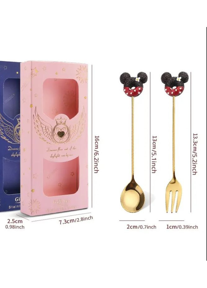 Дитячий набір столових приладів з Міні Маус (ложка та вилка) No Brand (314829338)