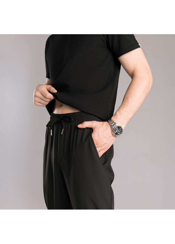 Черные повседневный демисезонные прямые брюки No Brand