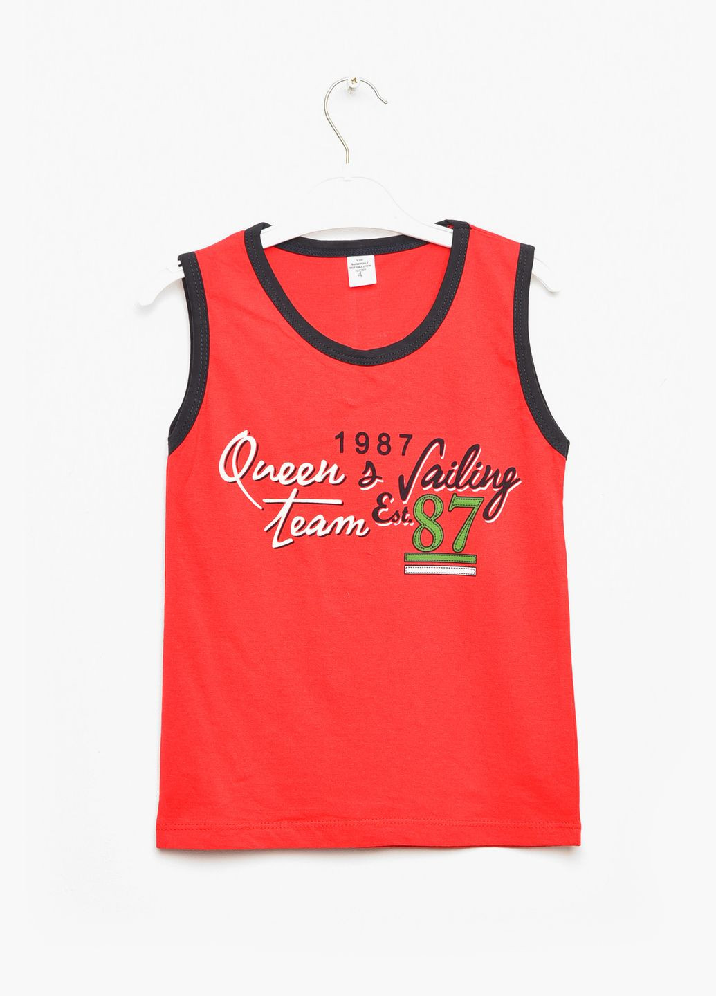 Майка детская для мальчика красного цвета с принтом Let's Shop (335007307)