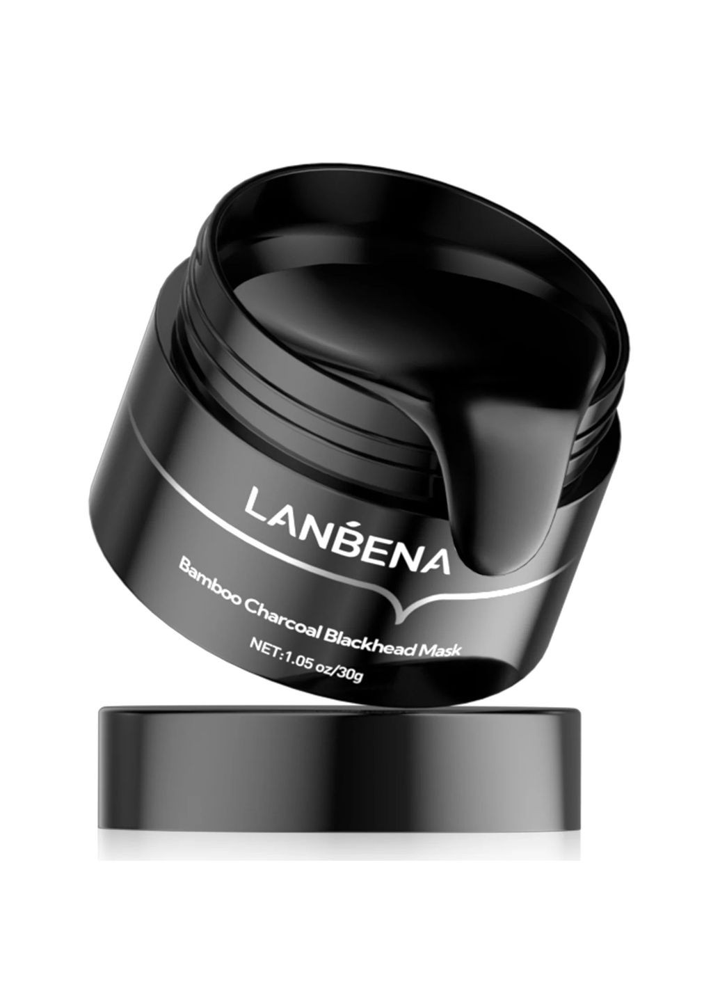 Обновленная Черная маска для лица от черных точек, прыщей, угрей, акне, очистка пор 30 г+60 бумажных полосок+кисточка LANBENA (324260960)