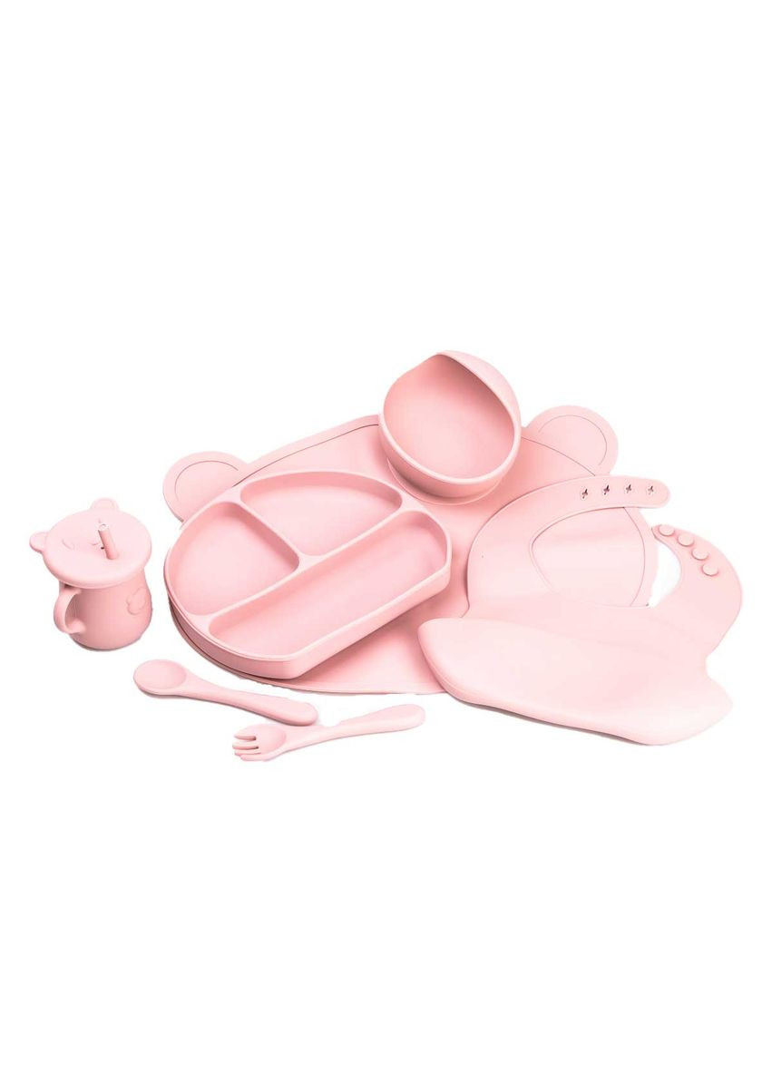 Набор силиконовой посуды для детей Медвежонок 7 предметов, розовый TS Kitchen HP34546P No Brand (360977729)