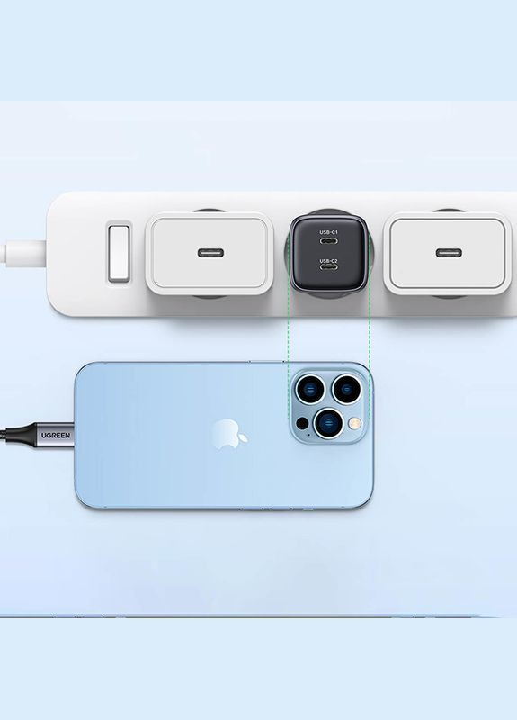Зарядное устройство 2xUSB 45W (2xUSBC) Gan PD 25W+20W, CD294 Серый Ugreen (315435365)