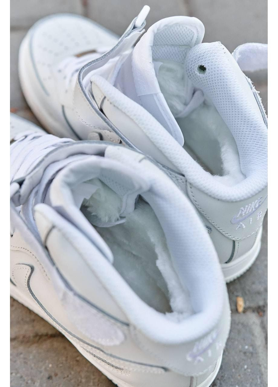 Белые зимние кроссовки мужские nike air force mid winter white найк аир форс 1 премиум No Brand
