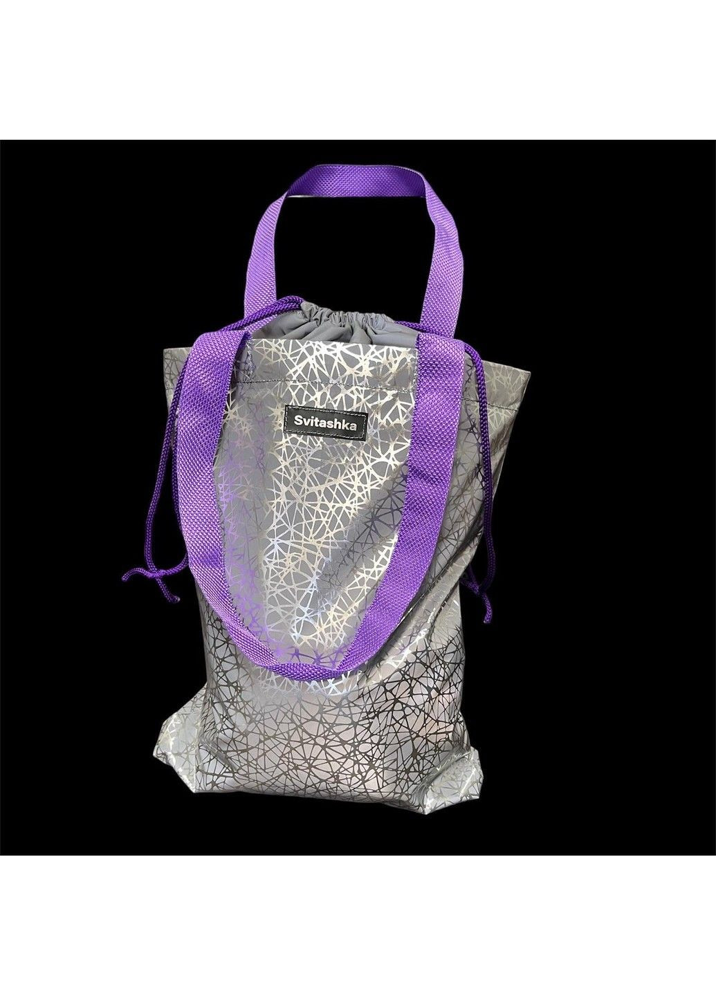 Світловідбиваючий шоппер Svitashka На завязках павутинка фіолетові ручки No Brand (303434752)