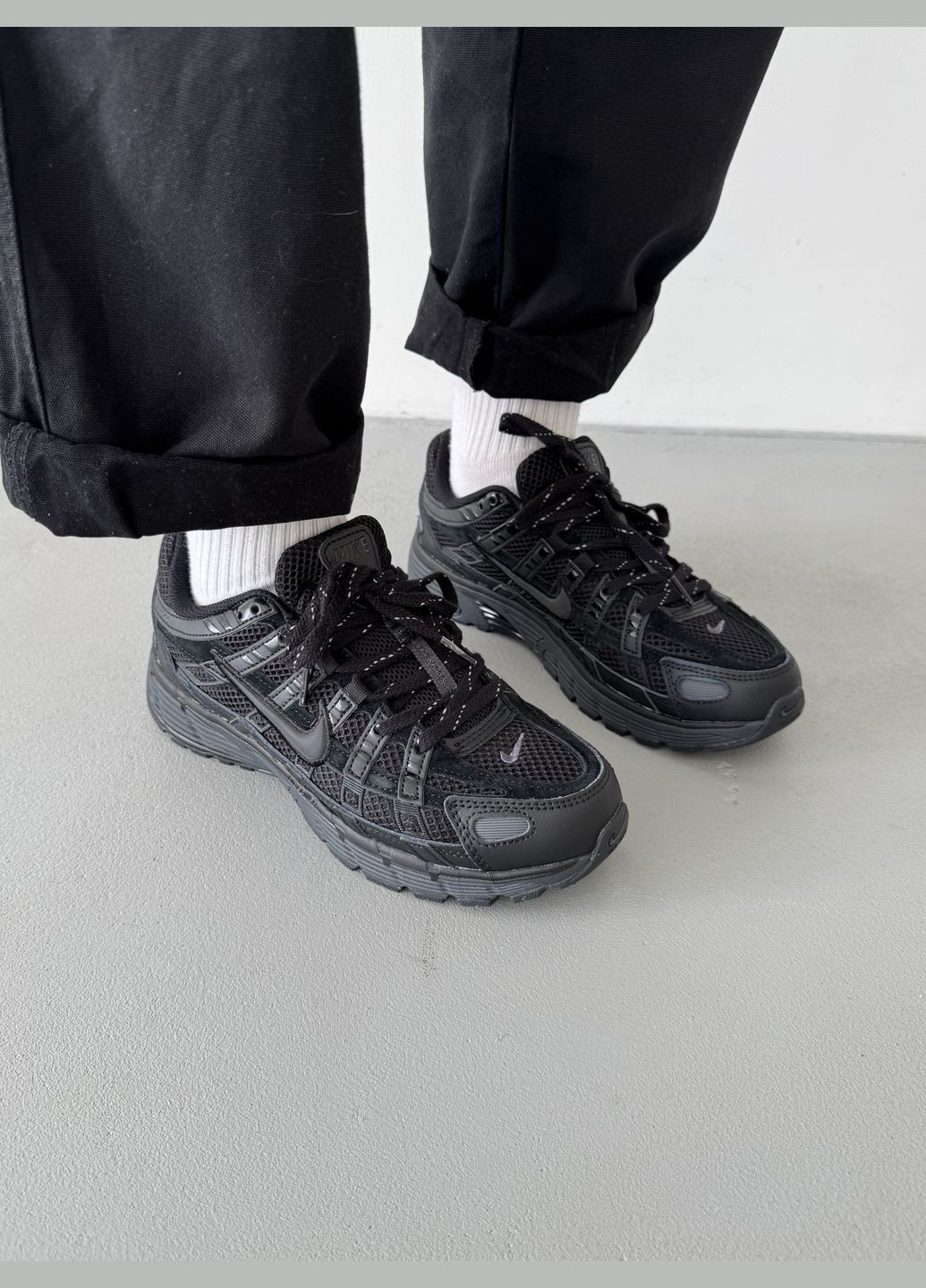 Чорні Осінні кросівки чоловічі і жіночі nike p-6000 black | найк п-6000 чорні No Brand