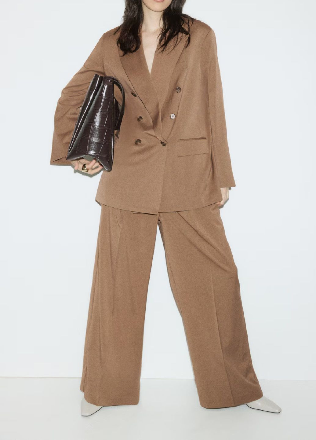 Коричневый женский жакет H&M однотонный - всесезон