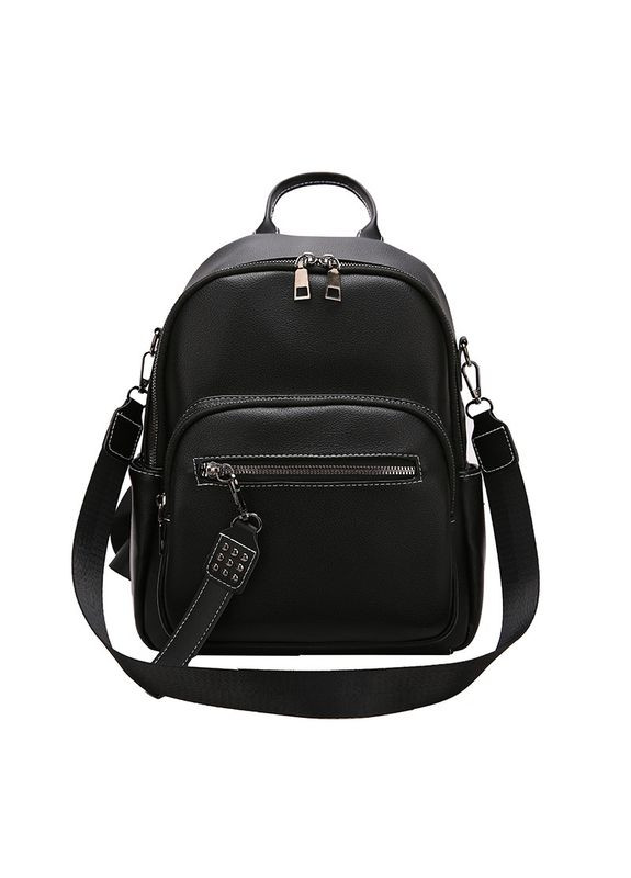 Жіночий рюкзак чорний міський з язичком КиП (270016509)