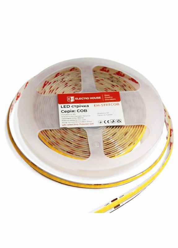 LED стрічка 9Вт 24В COB 252 діодів 100Лм/Вт нейтральний 4000К, серія COB, гарантія 3 роки Electro House (346088140)
