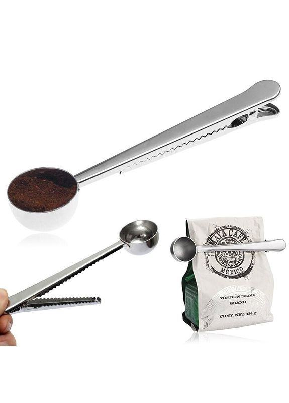 Металева ложка-прищіпка-затискач для кави, чаю, сипучих продуктів ( ) China (366875181)