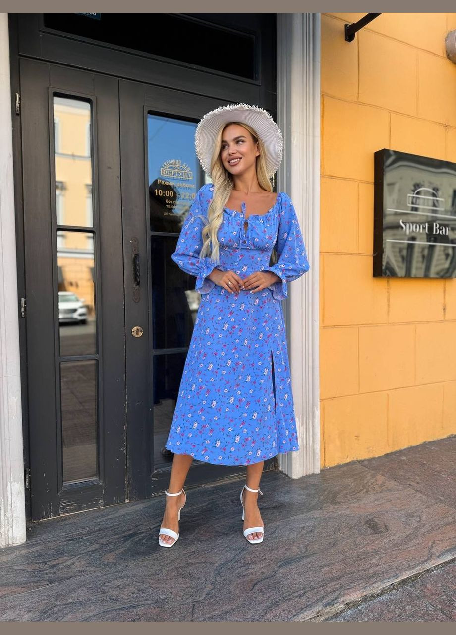 Синее универсальное платье миди Fashion