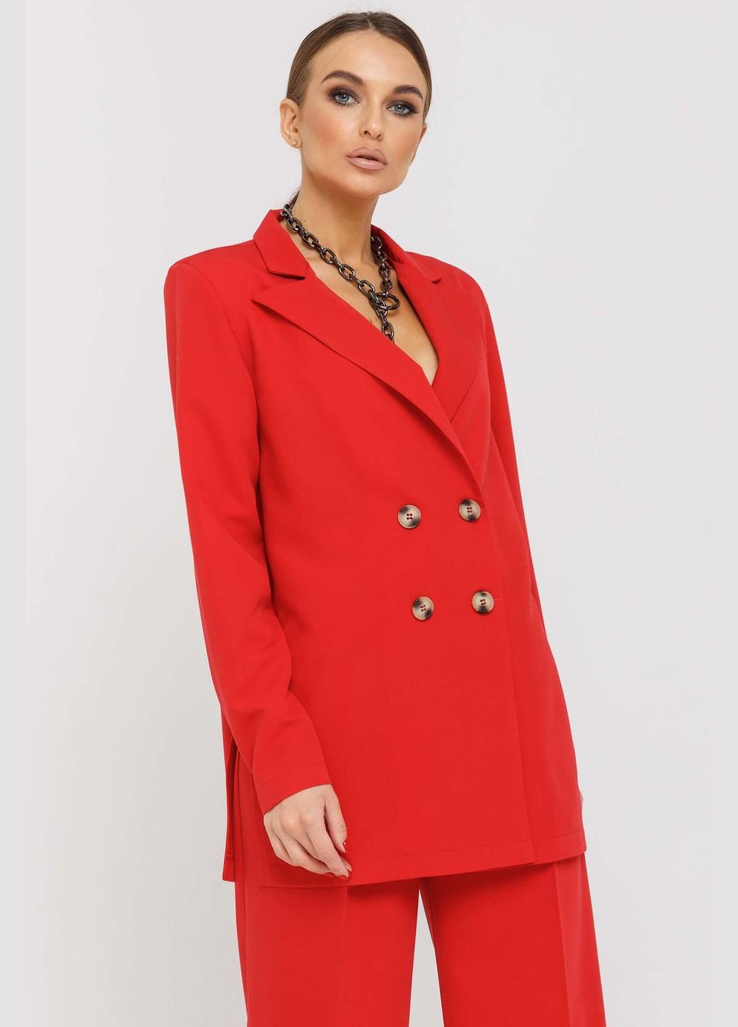 Подовжений жакет вільного силуету з поясом і двобортною застібкою (ПИ 0320) RiMari (331167141)