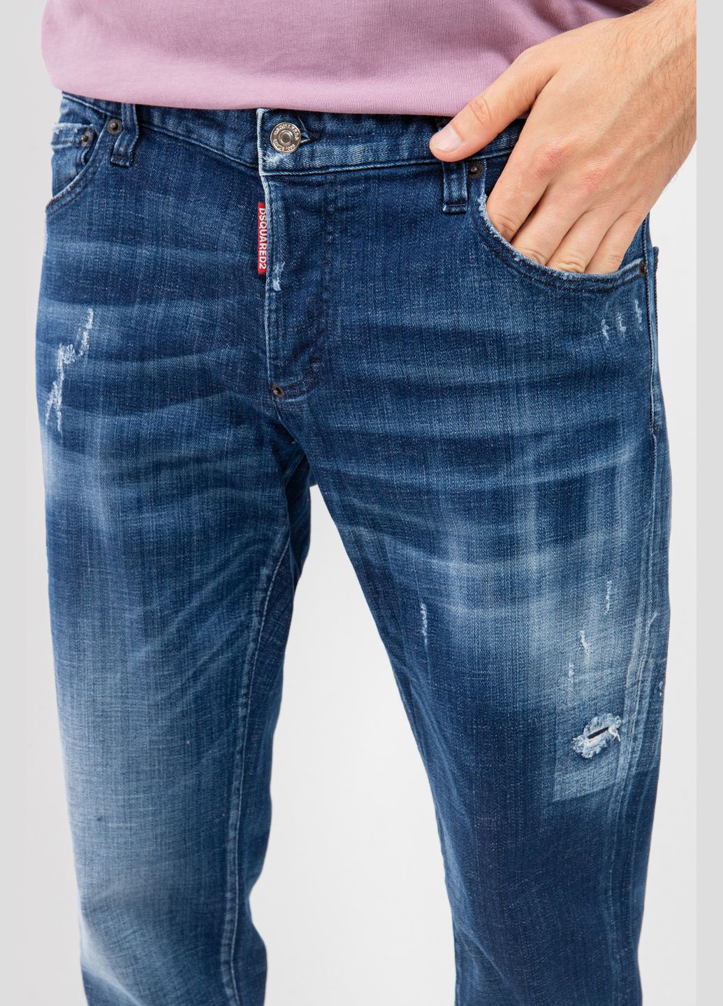 Синие демисезонные синие джинсы с потертостями Dsquared2