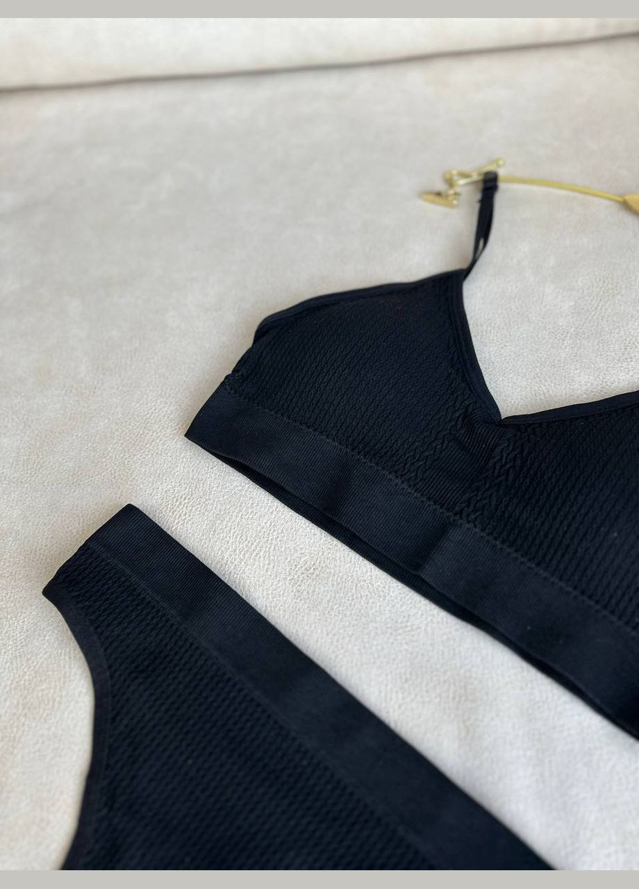 Черный демисезонный самый удобный комплект нижнего белья Vakko