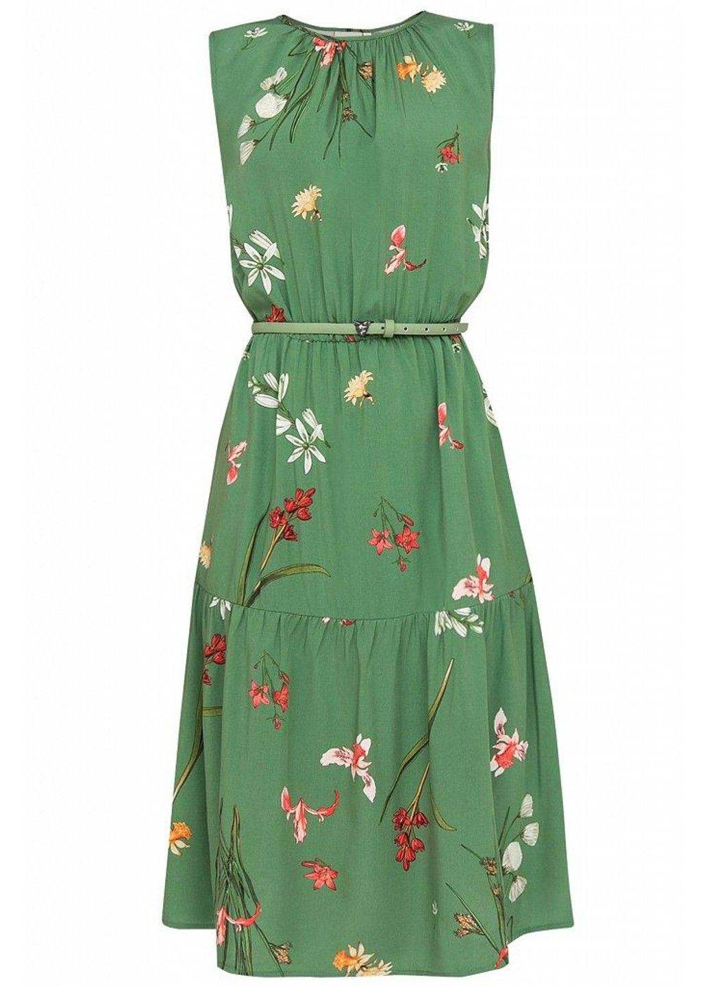 Зелена кежуал сукня s20-12030-522 а-силует Finn Flare з квітковим принтом