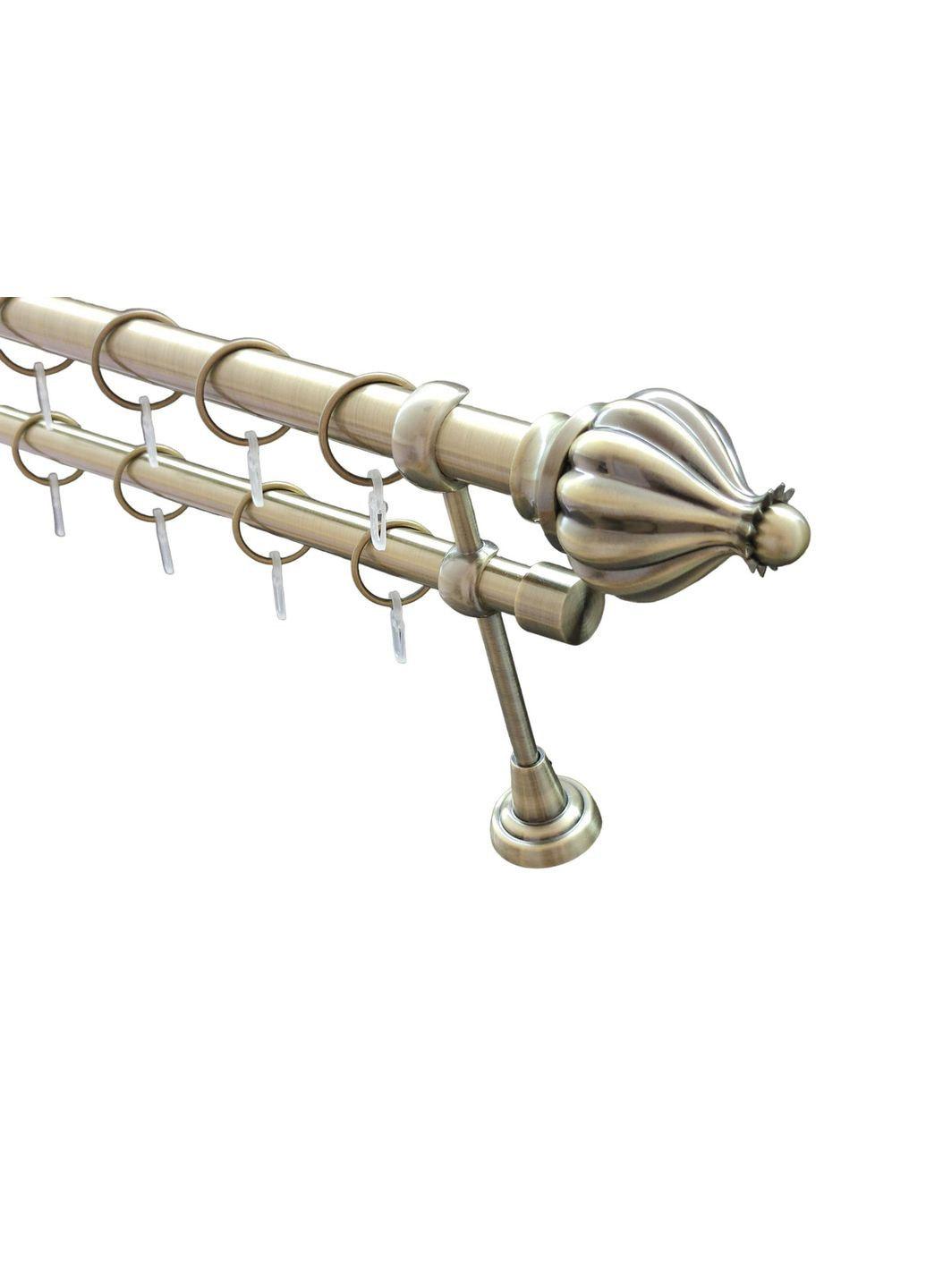 Карниз для штор Таджа металлический двухрядный гладкая труба кольцо металлическое Антик 25\19 мм 200 см ORVIT (299335420)