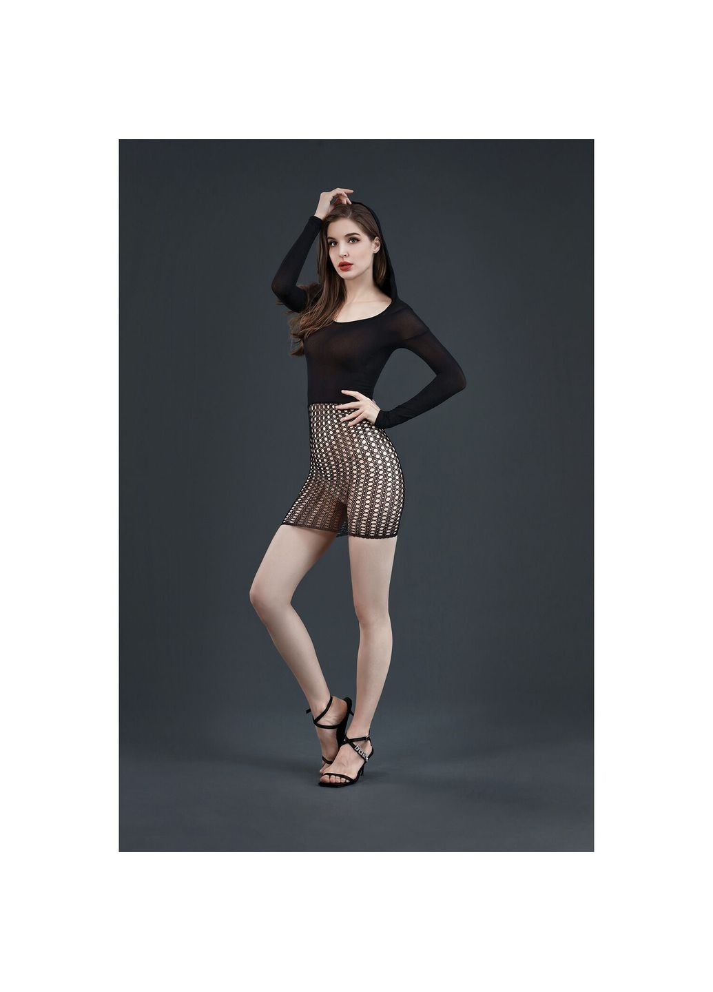 Черное непрозрачное платье с прозрачной вставкой внизу черного цвета модель 13 Moonlight