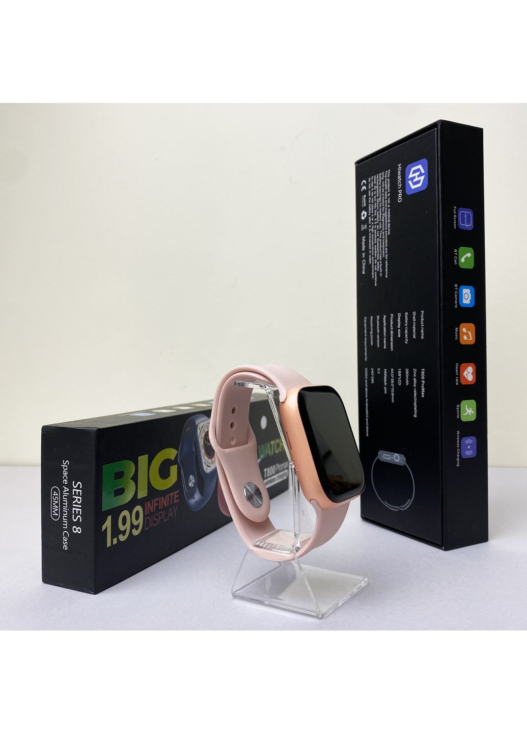 Розумний годинник Т800 Pro Max Рожевий смарт годинник для здоров'я з пульсометром і крокоміром Smart Watch Watch 45 mm (372459867)